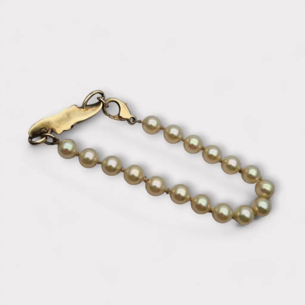 Pulsera vintage de perlas Majorica con cierre plata 925 bañada en oro