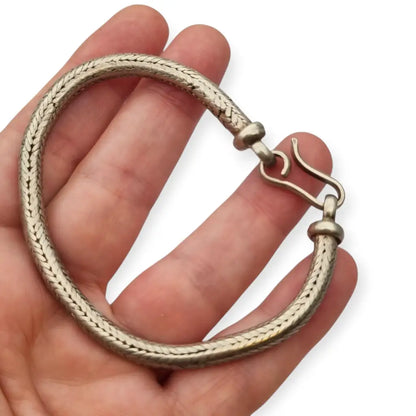 Pulsera vintage de plata 925 con cadena serpiente trenzada y cierre gancho