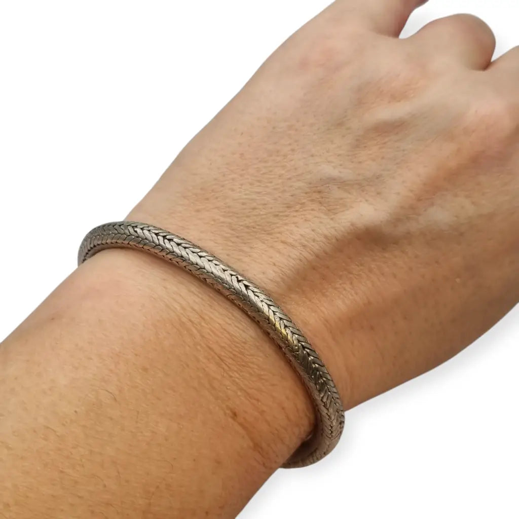 Pulsera vintage de plata 925 con cadena serpiente trenzada y cierre gancho