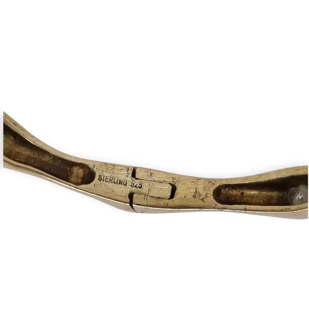 Pulsera vintage de plata 925 dorada diseño orgánico con circonitas años 90.