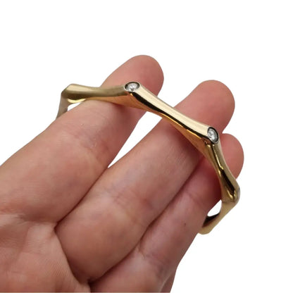 Pulsera vintage de plata 925 dorada diseño orgánico con circonitas años 90.