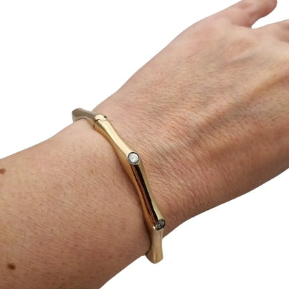 Pulsera vintage de plata 925 dorada diseño orgánico con circonitas años 90.