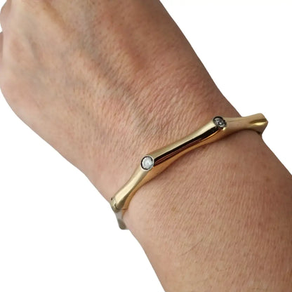 Pulsera vintage de plata 925 dorada diseño orgánico con circonitas años 90.