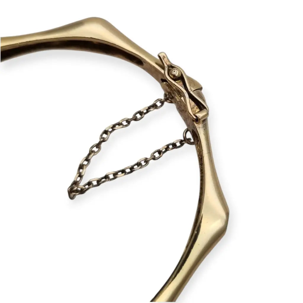 Pulsera vintage de plata 925 dorada diseño orgánico con circonitas años 90.