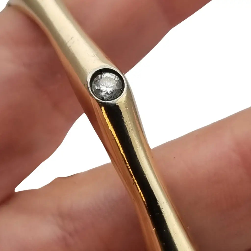 Pulsera vintage de plata 925 dorada diseño orgánico con circonitas años 90.