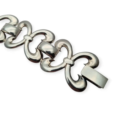 Pulsera vintage en plata 925 con eslabones articulados forma de lazo