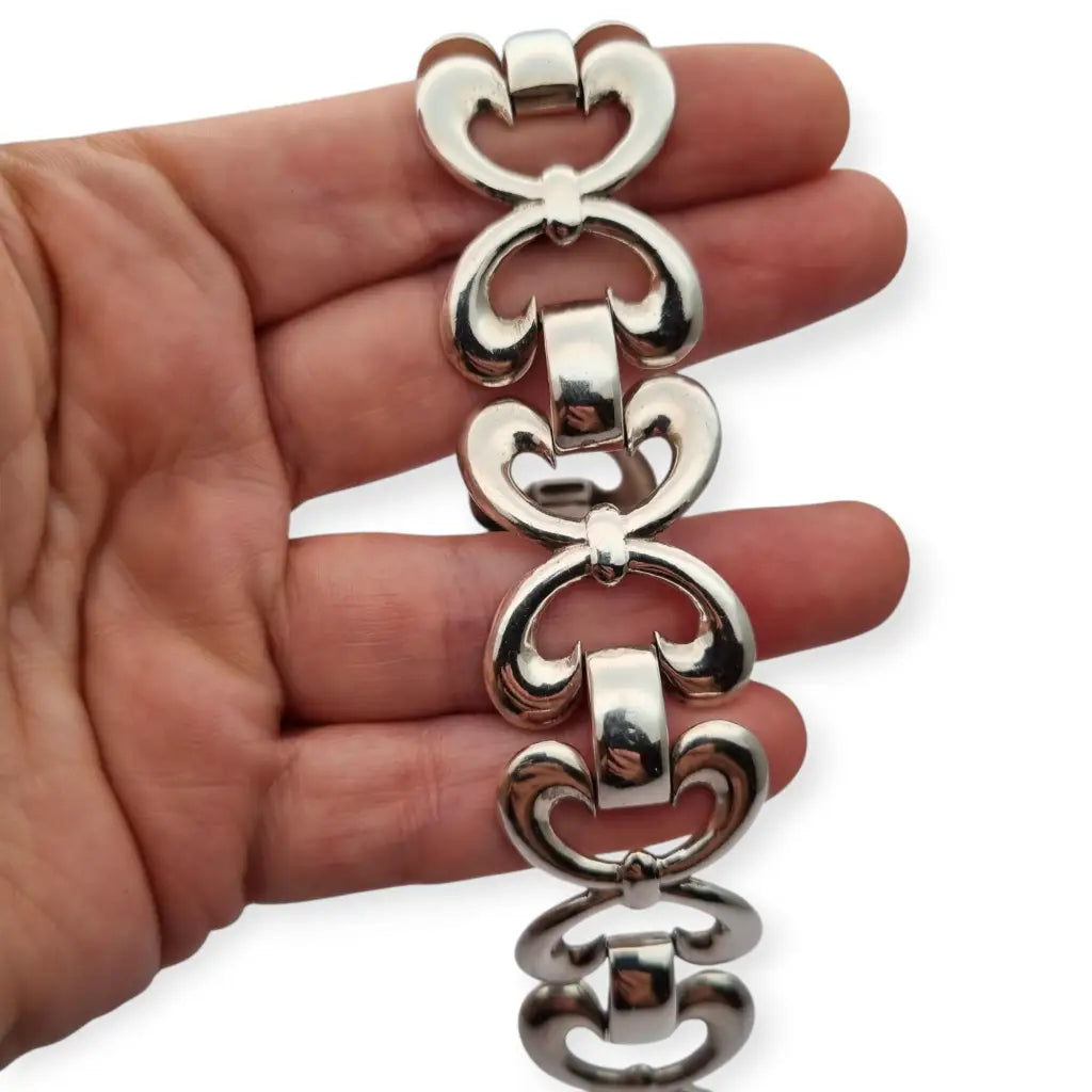 Pulsera vintage en plata 925 con eslabones articulados forma de lazo