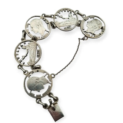 Pulsera de plata monedas españolas del rey Alfonso XII 1870 coleccionismo.