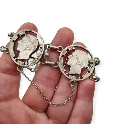 Pulsera de plata monedas españolas del rey Alfonso XII 1870 coleccionismo.