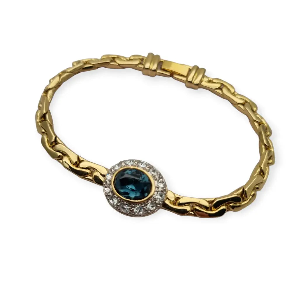 Pulsera vintage de oro bisutería retro en azul y blanco regalos 80s