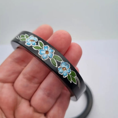 Pulseras de Lucite Juego dos pulseras pintadas a mano con diseño floral