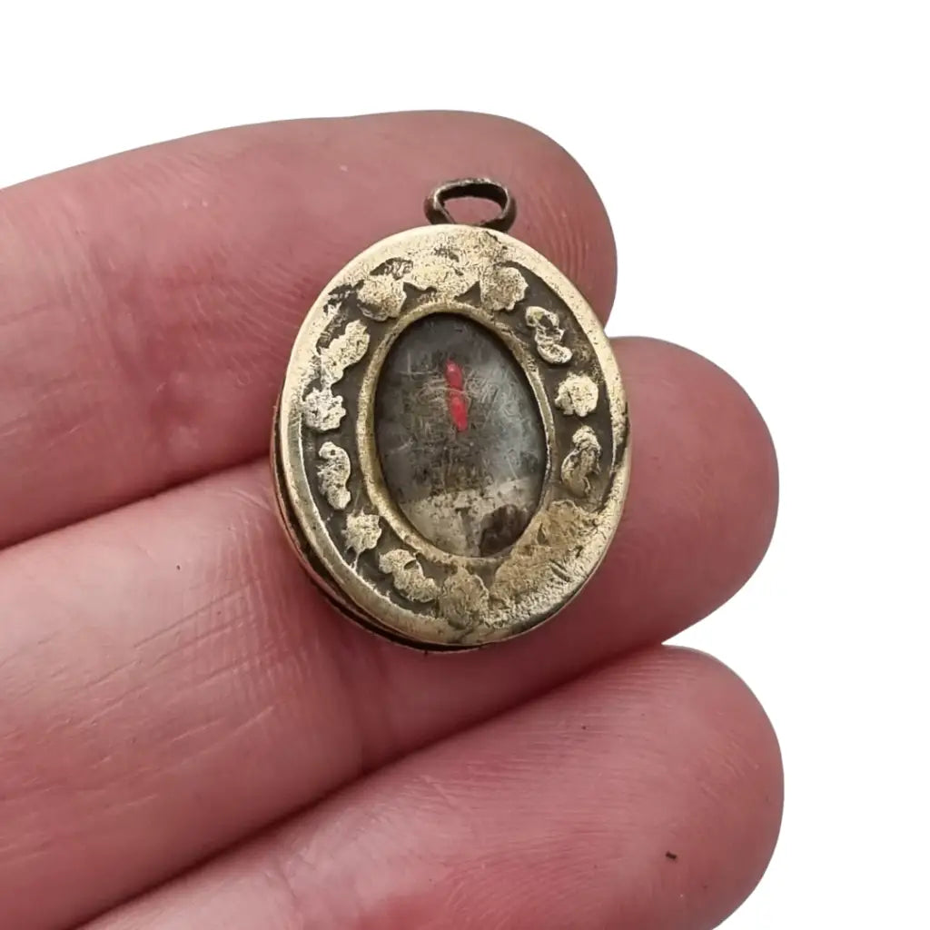 Relicario antiguo con imagen de la virgen reliquia colgante devocional