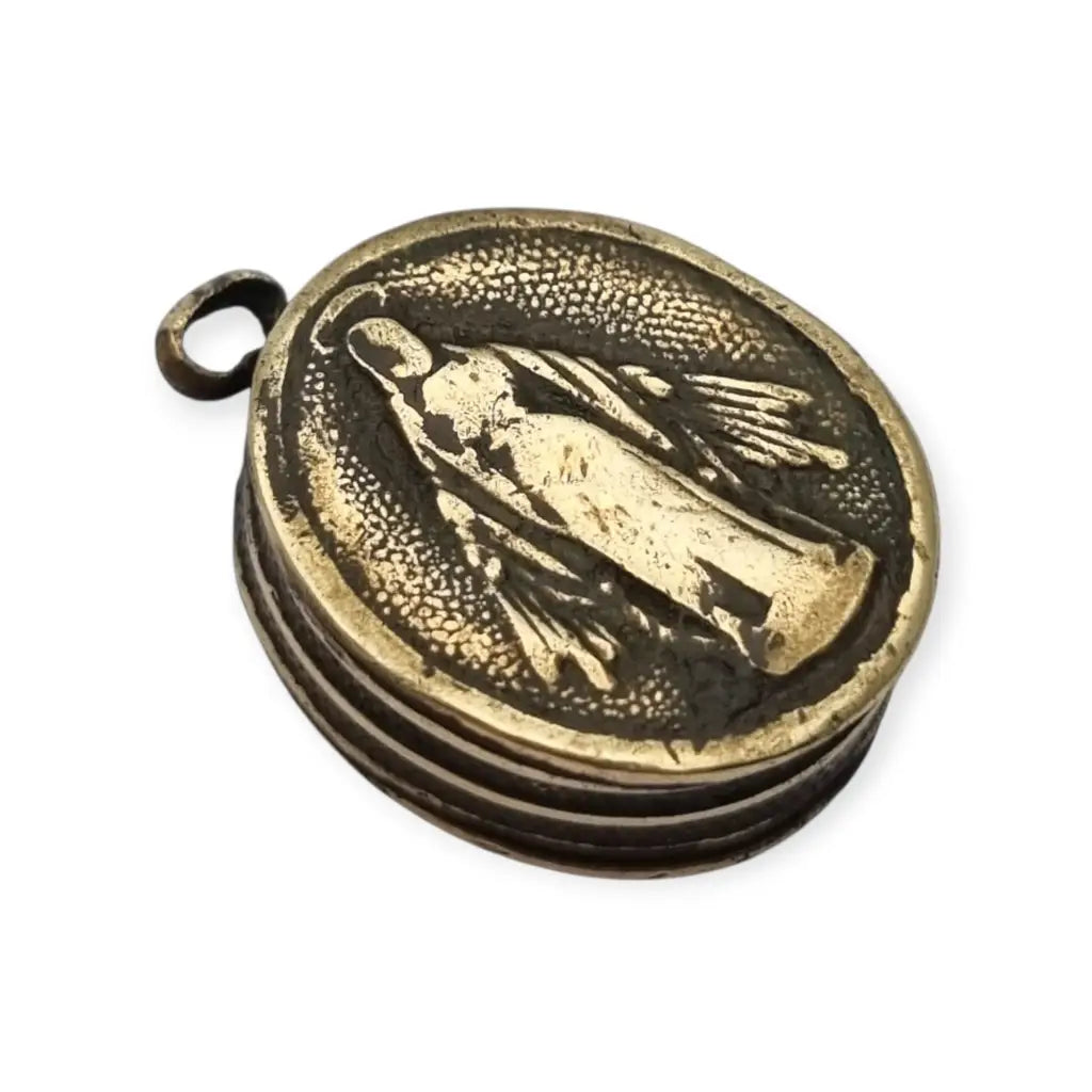 Relicario antiguo con imagen de la virgen reliquia colgante devocional