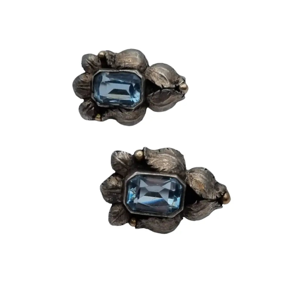 Pendiente azul art deco pendientes de plata vintage