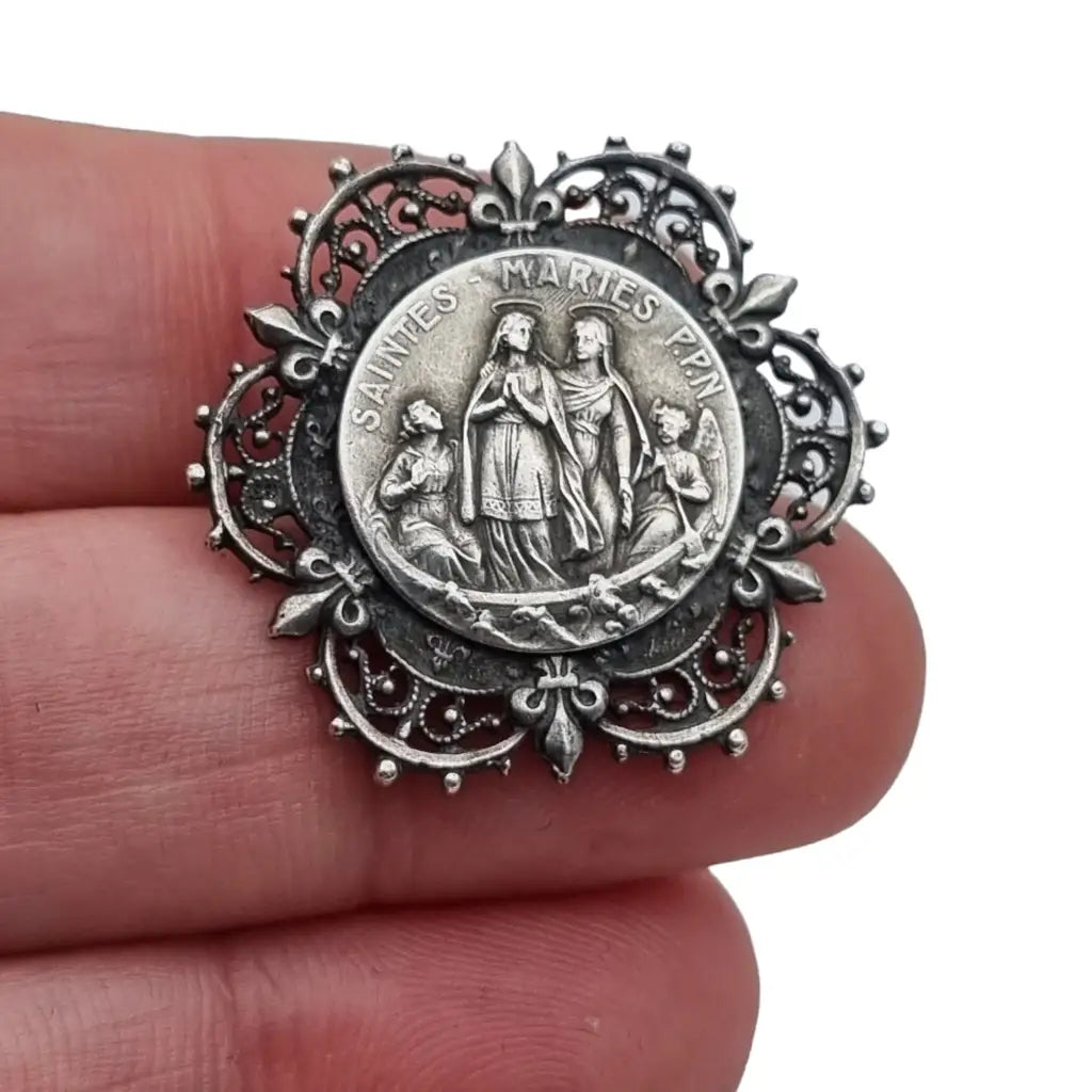 Broche de la Virgen María joyería religiosa francesa regalos para mujeres