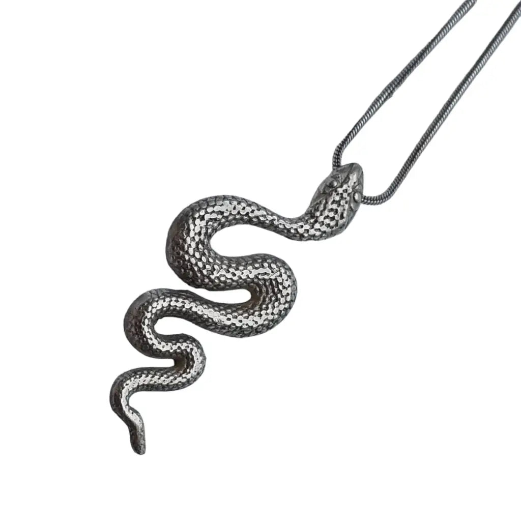 Colgante serpiente plata con cadena joyería vintage años 80 regalos para mujer