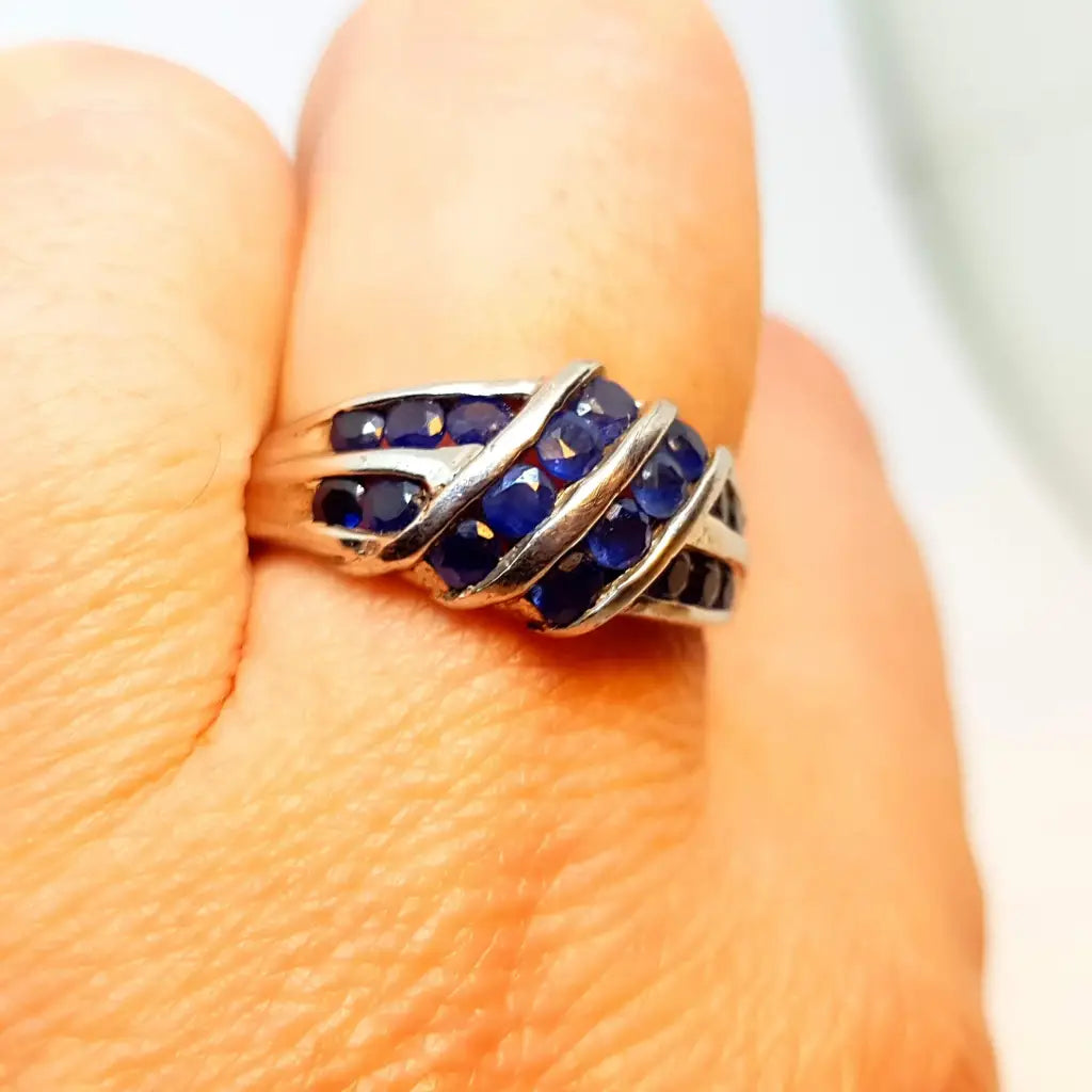 Anillo vintage de plata azul para mujer anillos originales ella Circa 1980.