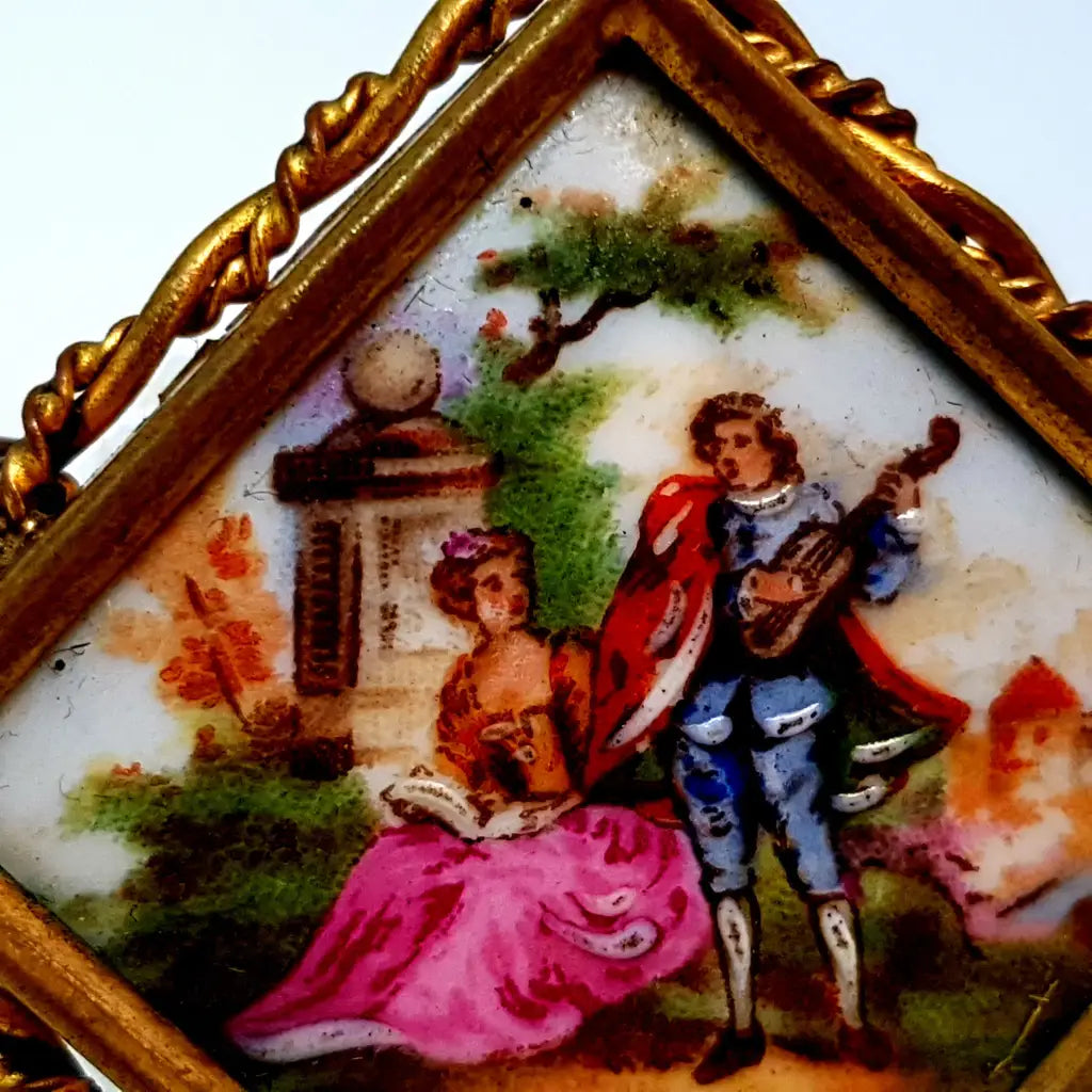 Broche vintage de Limoges francés porcelana Limoges.