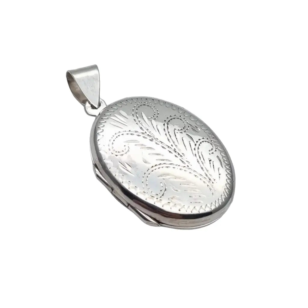 Medallón en forma de óvalo plata ley antigua vintage portafotos colgante