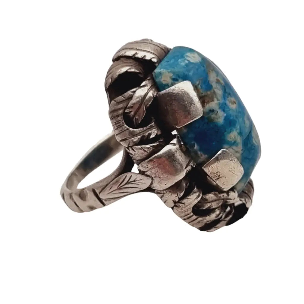 Anillo Art Déco de plata y piedra azul para mujer regalos únicos.