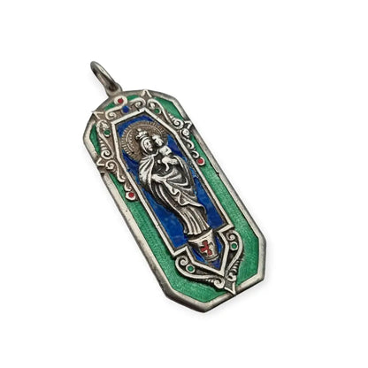 Medalla Religiosa de Plata y esmalte Virgen del Pilar Zaragoza Regalos.