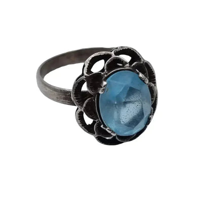 Anillo de plata art deco anillos joyería antigua azules para mujer