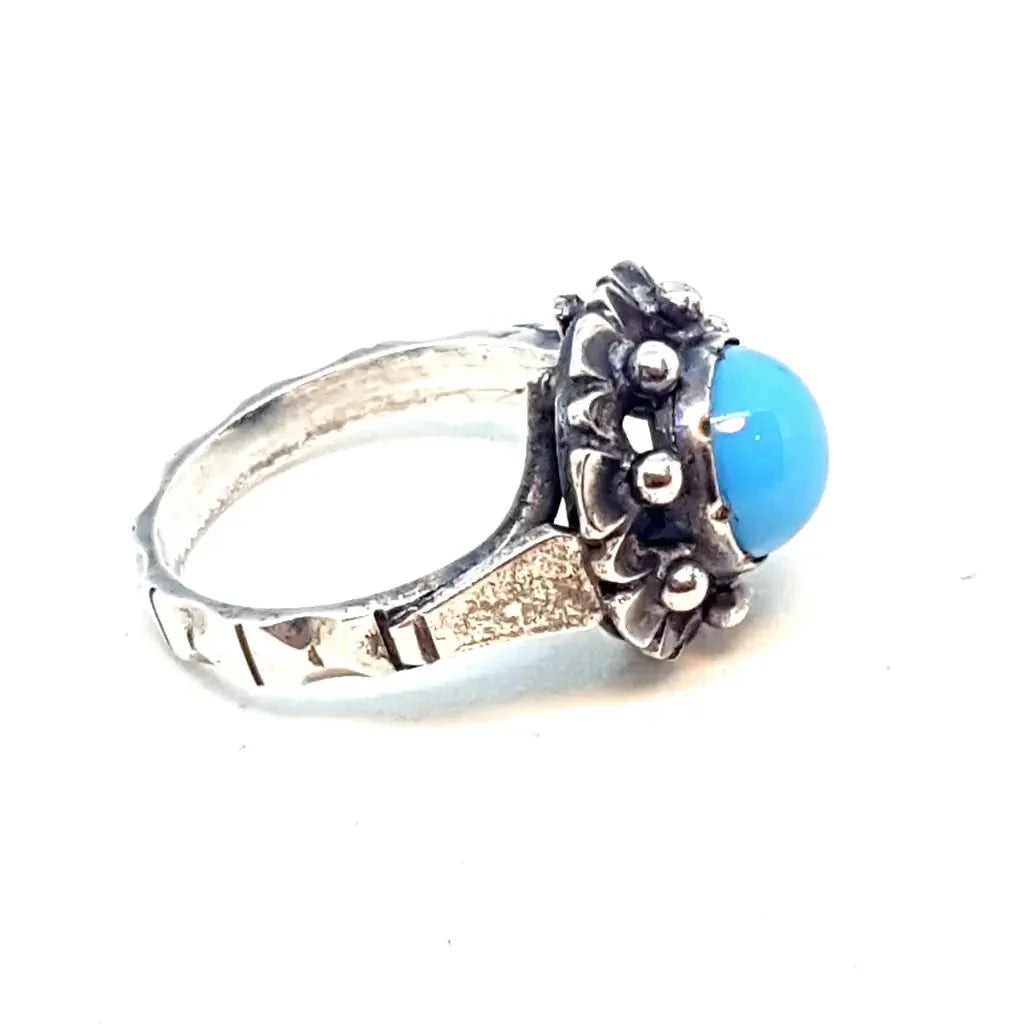 Anillo de plata art deco piedra azul regalos para mujeres Circa 1930 7 EE. UU.