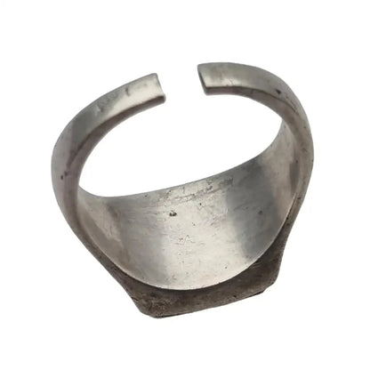 Anillo art déco de plata estilo sello ajustable circa 1940. Joyería antigua