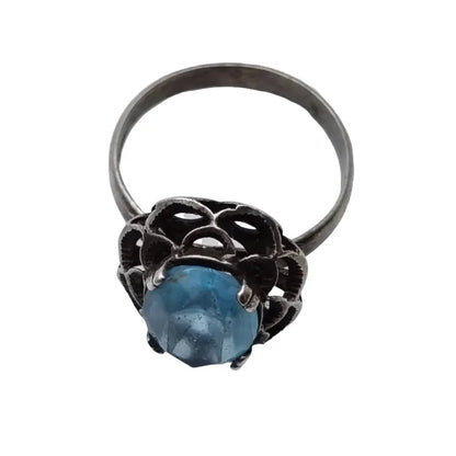 Anillo de plata art deco anillos joyería antigua azules para mujer