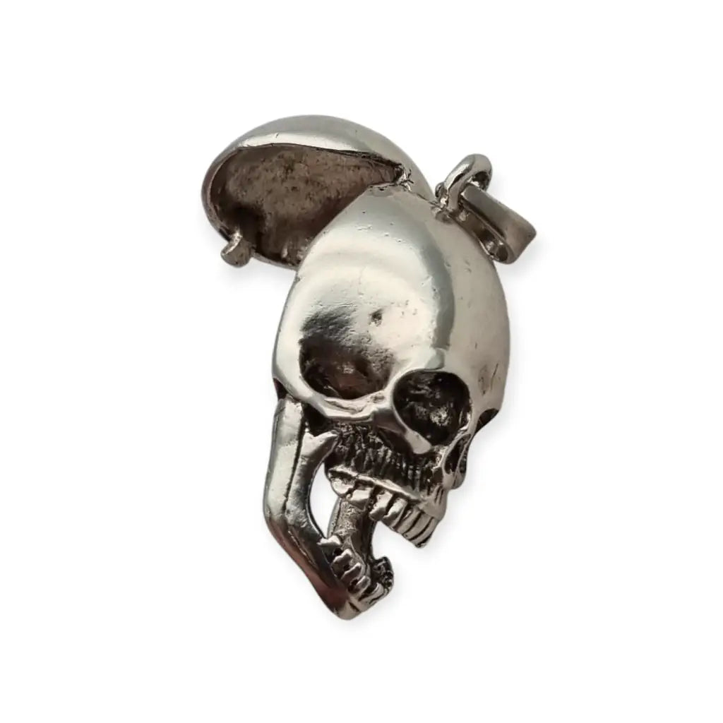 Colgante calavera vintage plata articulado compartimento oculto amuleto