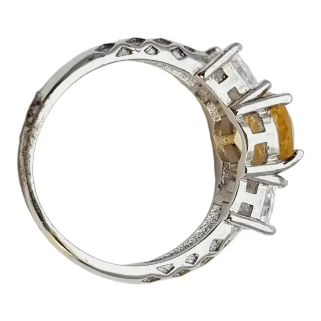 Anillo plata citrino vintage amarillo.