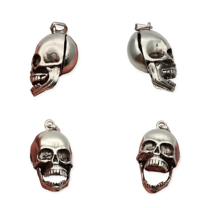 Colgante calavera vintage plata articulado compartimento oculto amuleto