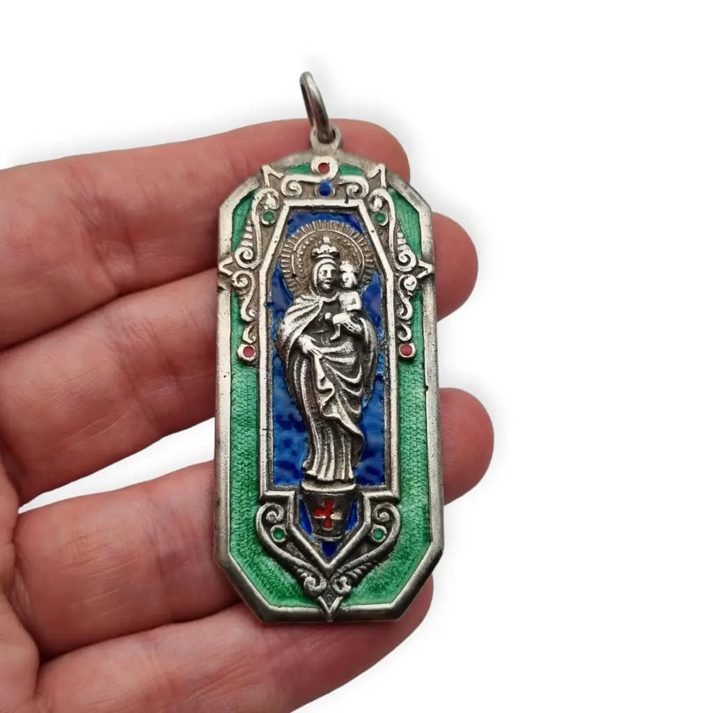 Medalla Religiosa de Plata y esmalte Virgen del Pilar Zaragoza Regalos.