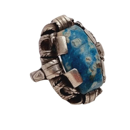 Anillo Art Déco de plata y piedra azul para mujer regalos únicos.