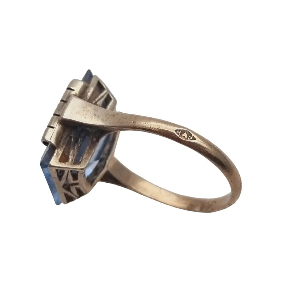 Anillo art déco de plata y azul para mujer joyas compromiso los años