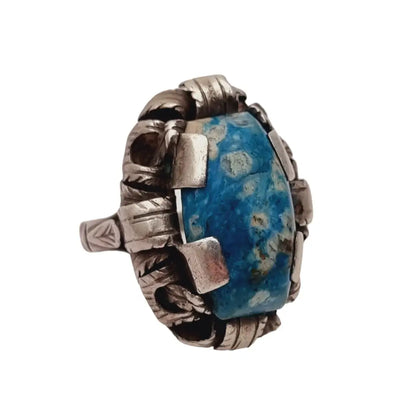 Anillo Art Déco de plata y piedra azul para mujer regalos únicos.