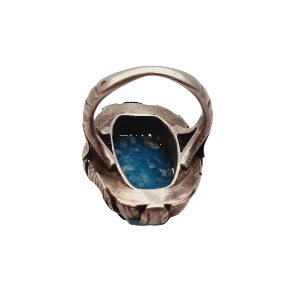 Anillo Art Déco de plata y piedra azul para mujer regalos únicos.