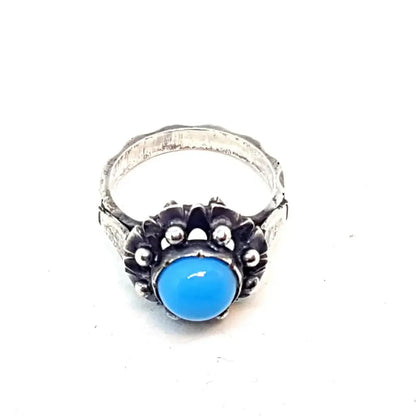 Anillo de plata art deco piedra azul regalos para mujeres Circa 1930 7 EE. UU.