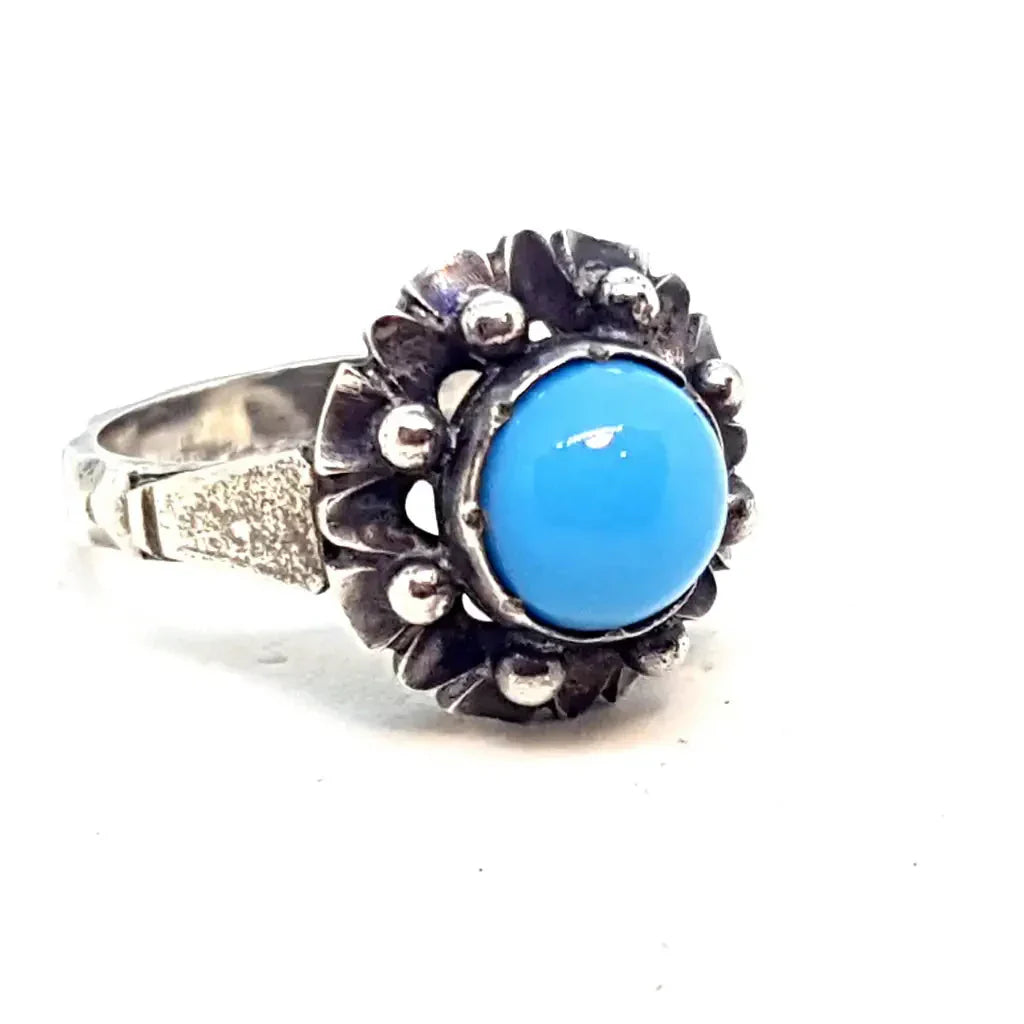 Anillo de plata art deco piedra azul regalos para mujeres Circa 1930 7 EE. UU.