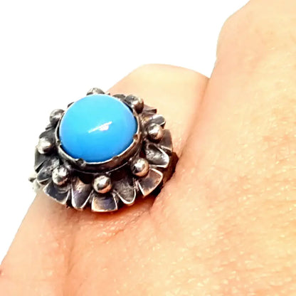 Anillo de plata art deco piedra azul regalos para mujeres Circa 1930 7 EE. UU.