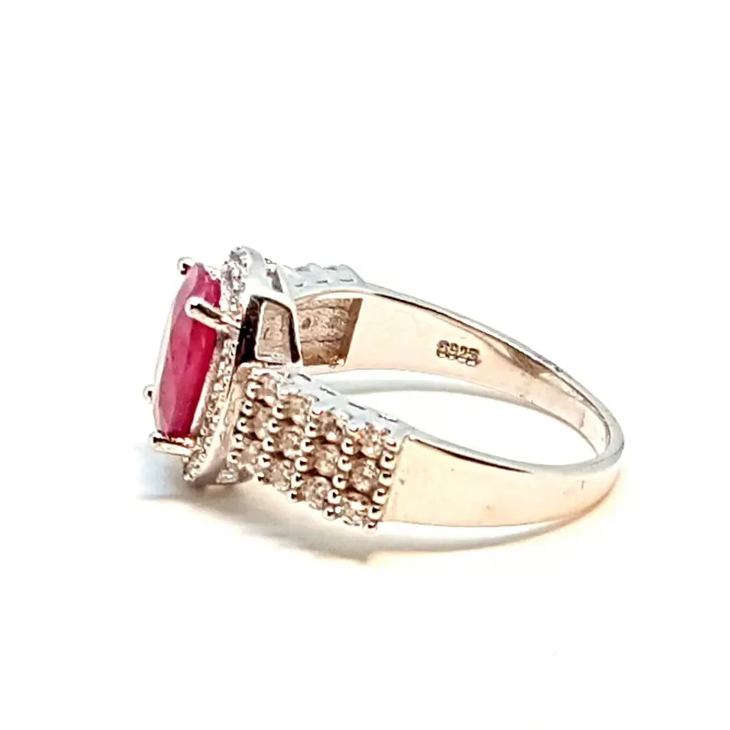 Anillo Estilo Art Deco en Plata 925 con Rubí y Topacio Un Regalo Atemporal Circa