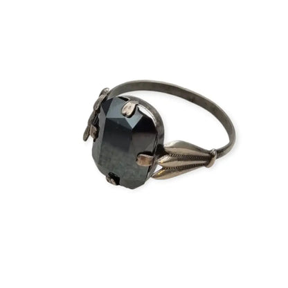 Anillo Art Decó de plata y hematite para mujer 1940-50 regalos especiales.