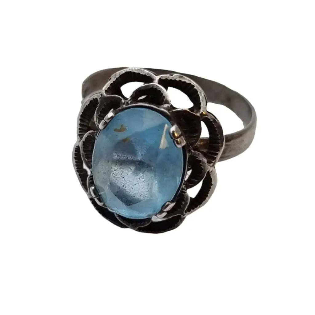 Anillo de plata art deco anillos joyería antigua azules para mujer