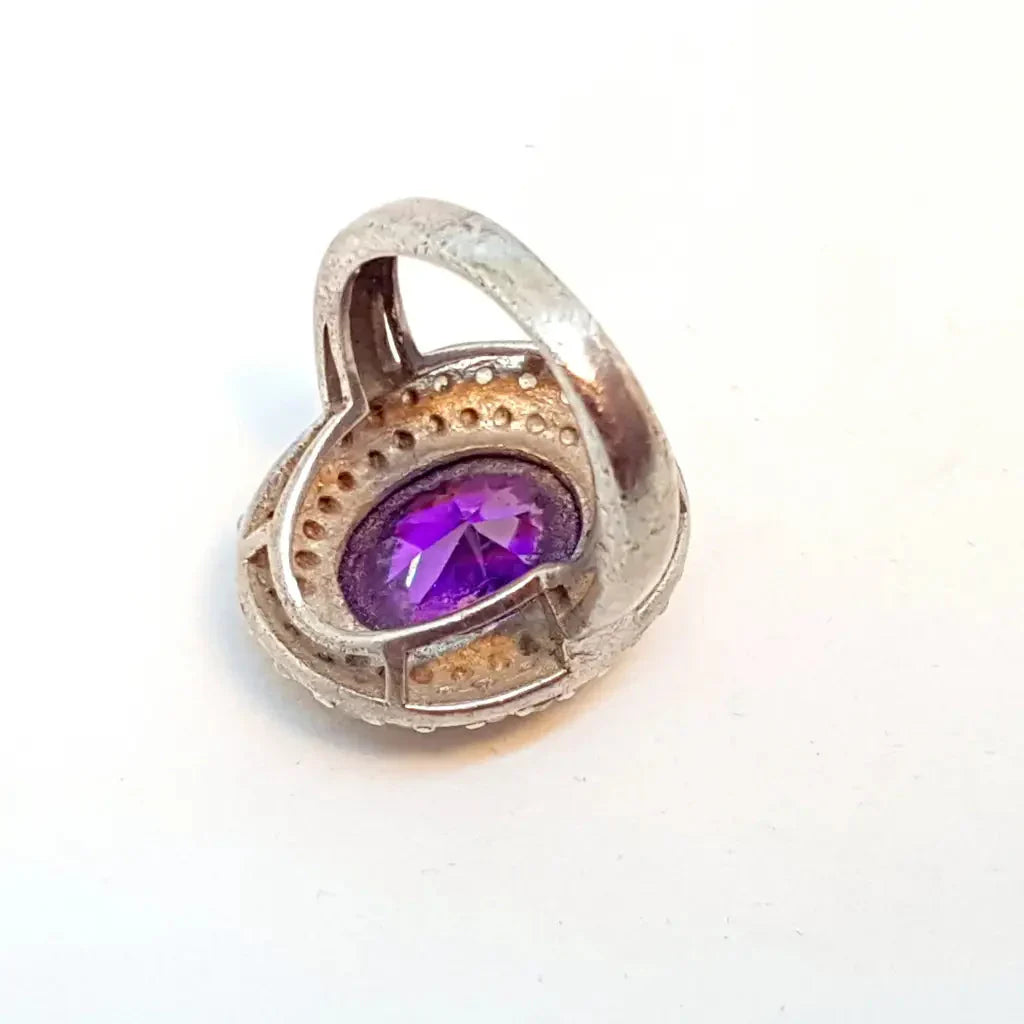 Elegante y delicado anillo vintage de plata para mujer cocktail piedra