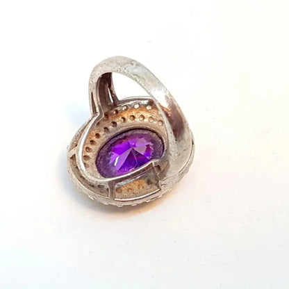 Elegante y delicado anillo vintage de plata para mujer cocktail piedra