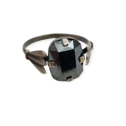 Anillo Art Decó de plata y hematite para mujer 1940-50 regalos especiales.