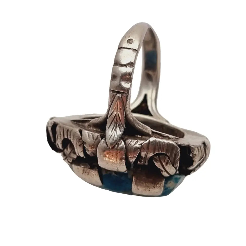 Anillo Art Déco de plata y piedra azul para mujer regalos únicos.