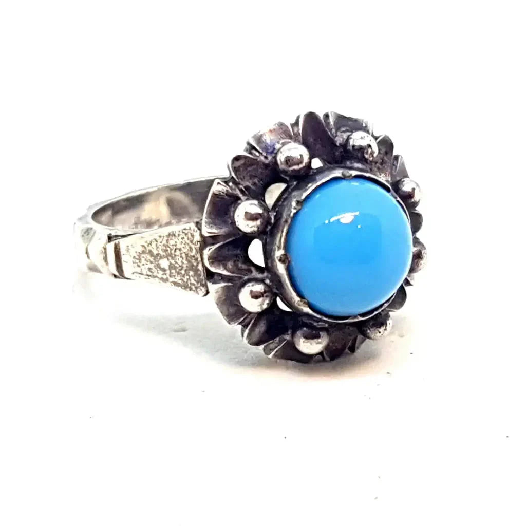 Anillo de plata art deco piedra azul regalos para mujeres Circa 1930 7 EE. UU.