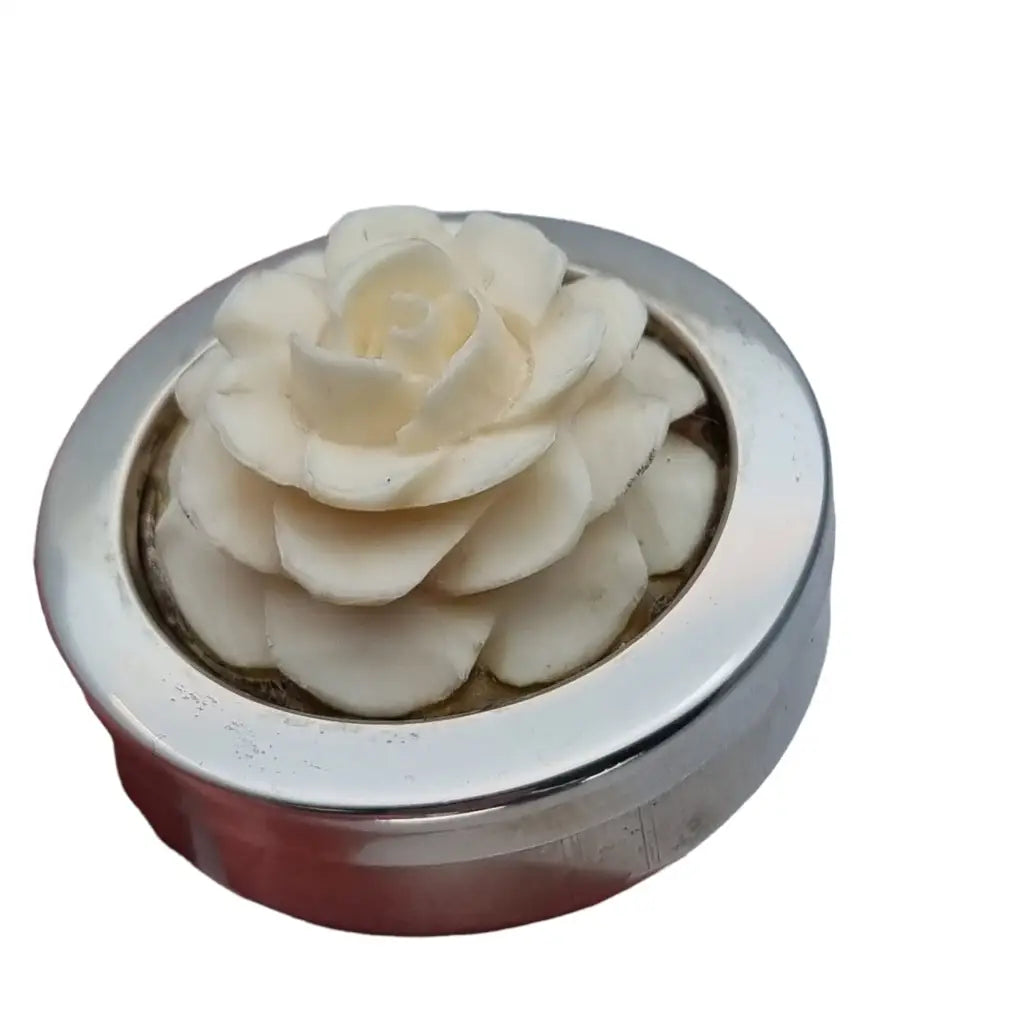 Caja de flores plata para mujer gran flor blanca ella ley 925