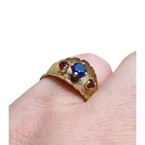 Anillo de oro 14 k con piedra anillo mujer azul